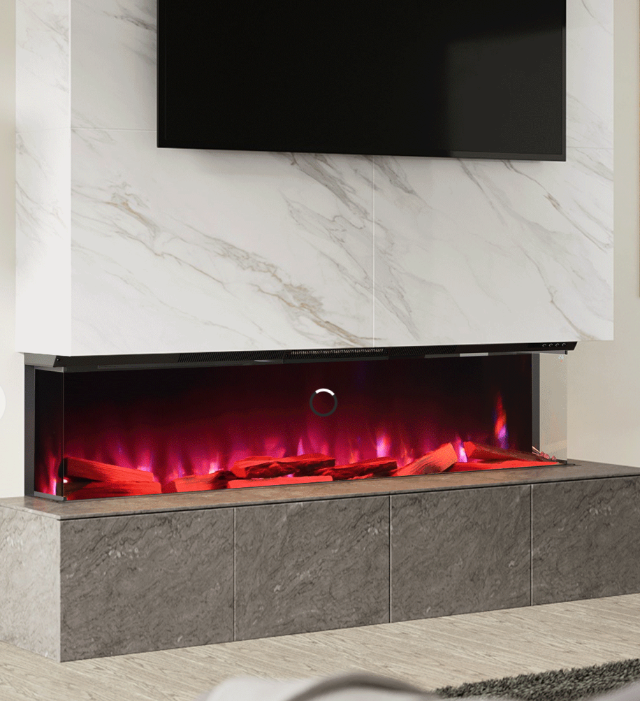 Wifi-Enabled 2/ 3-Sided Built-in Electric Fireplace with Crackling Sound