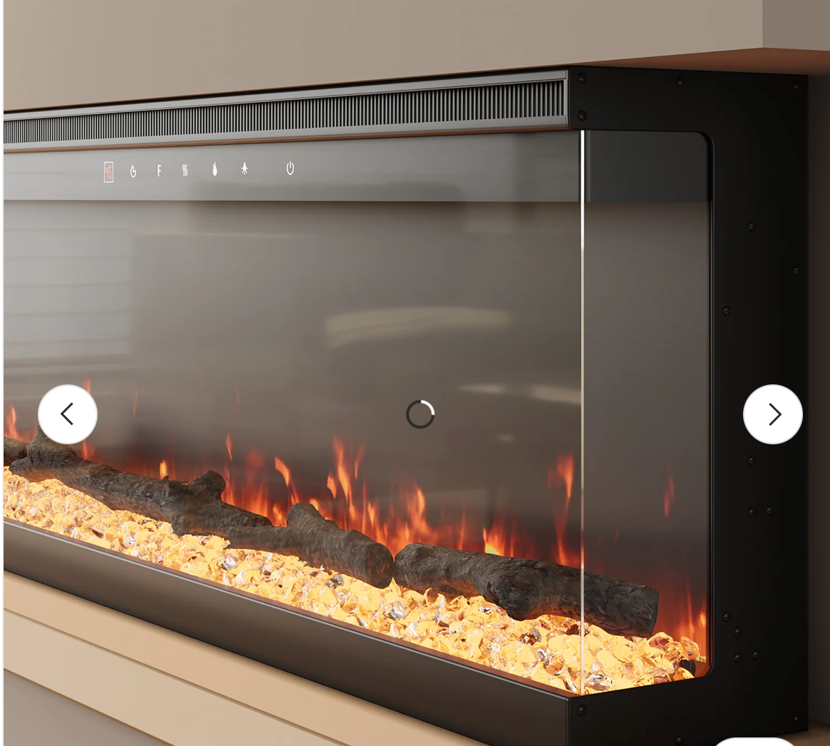 Contemporary 2/3-Sided LED Electric Fireplace Insert with Crystal Stones
