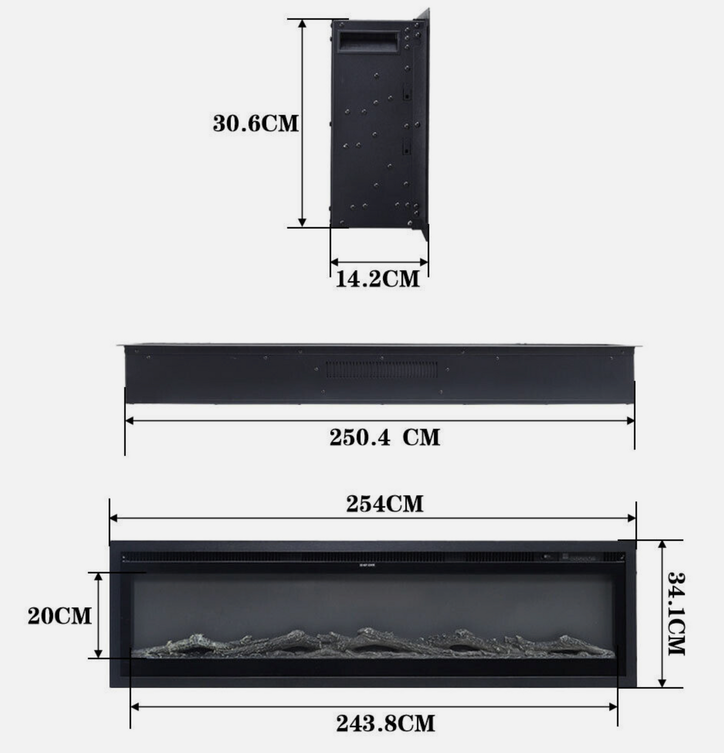 Versatile Media Wall LED Electric Fireplace Insert with Remote Control