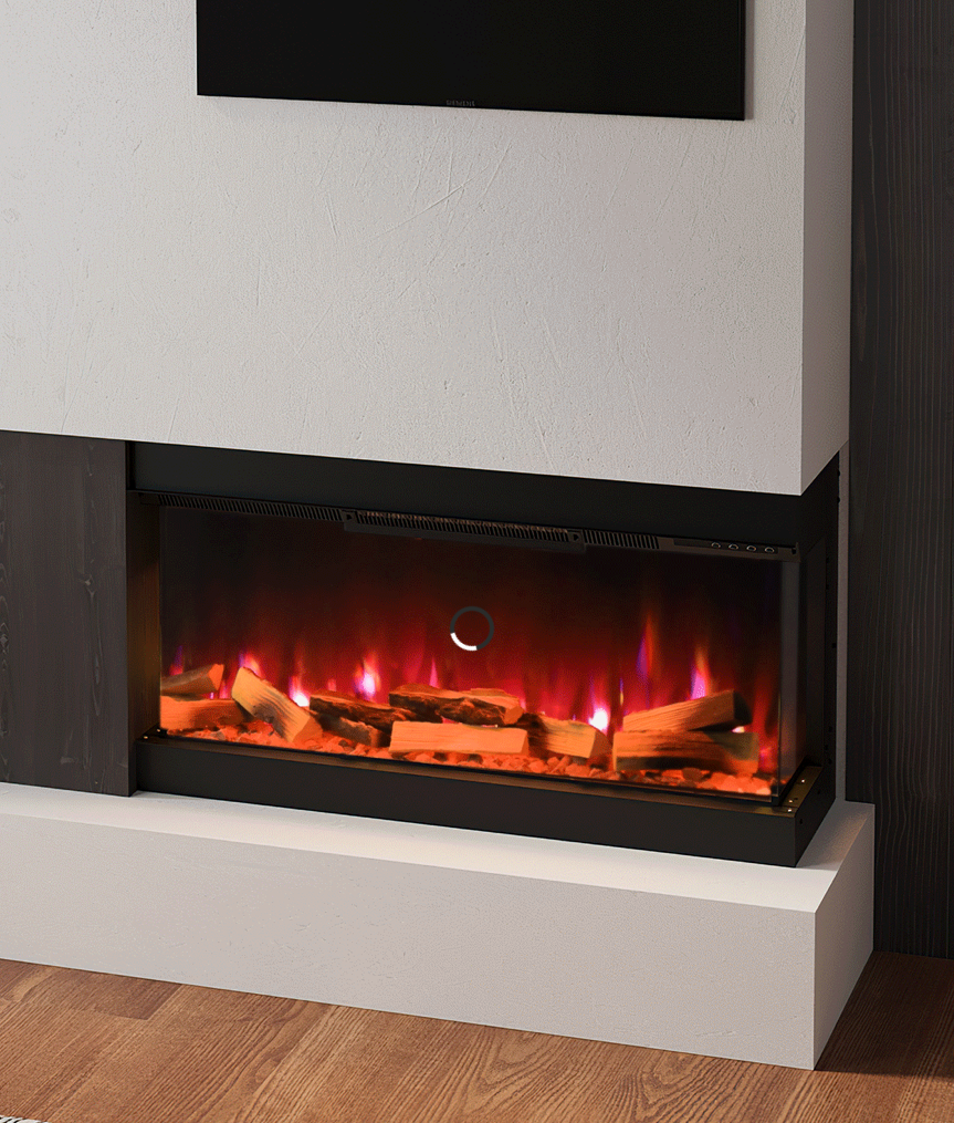 Wifi-Enabled 2/ 3-Sided Built-in Electric Fireplace with Crackling Sound