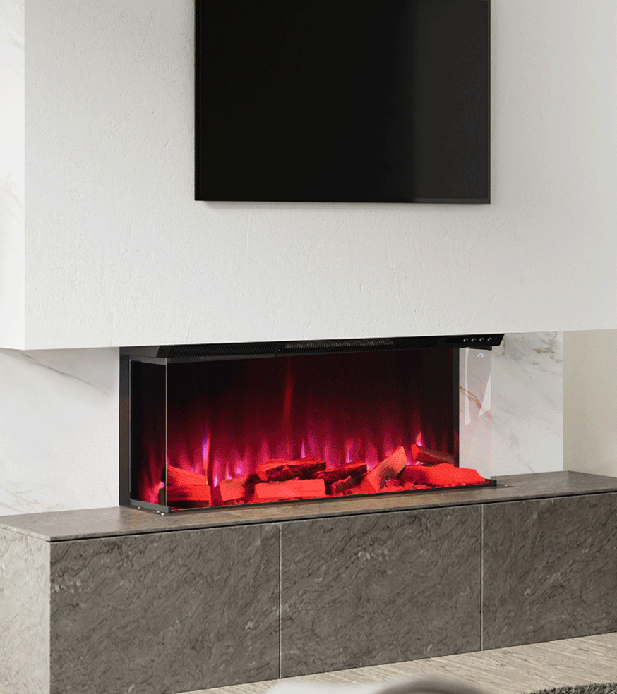 Wifi-Enabled 2/ 3-Sided Built-in Electric Fireplace with Crackling Sound