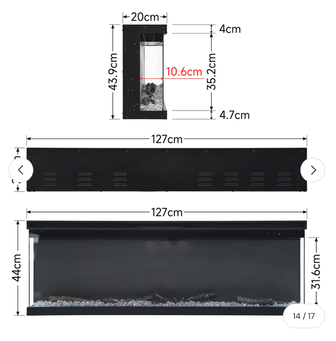 Contemporary 2/3-Sided LED Electric Fireplace Insert with Crystal Stones