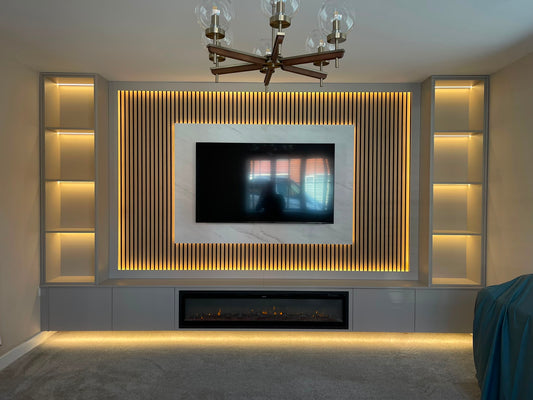 White chromix 3m  unit and 2 open shelves